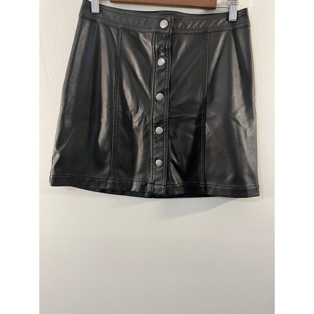 Black Faux Leather Mini Skirt women's size M